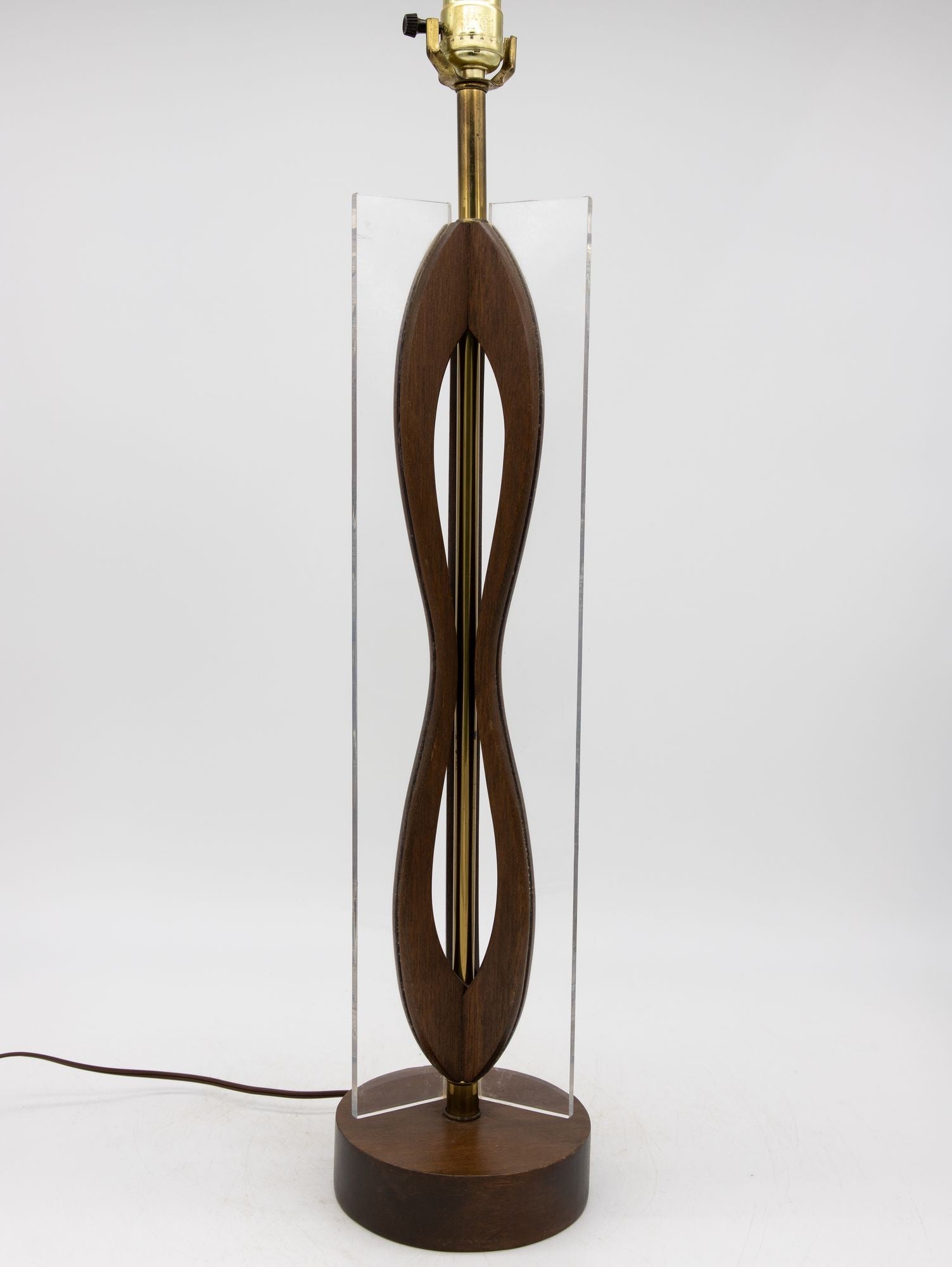 MId Century Modern Wood and Lucite Table Lamp, American Mid 20th C.