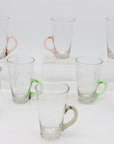 Set of Eight Vintage Hot Toddy Glasses with Colorful Handles