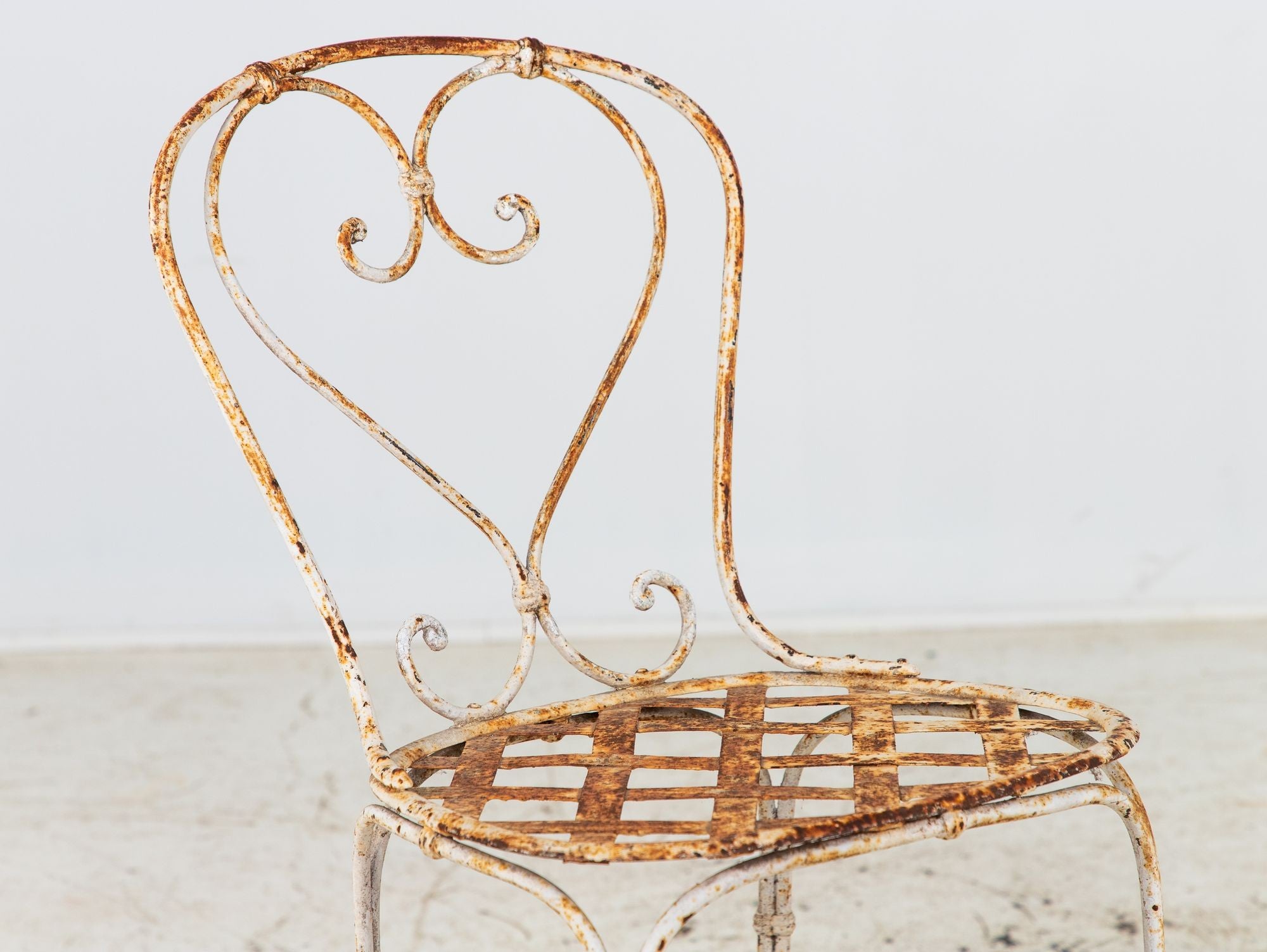 French Metal Strapwork Bistro Chairs, Pair, Mid 20th C.