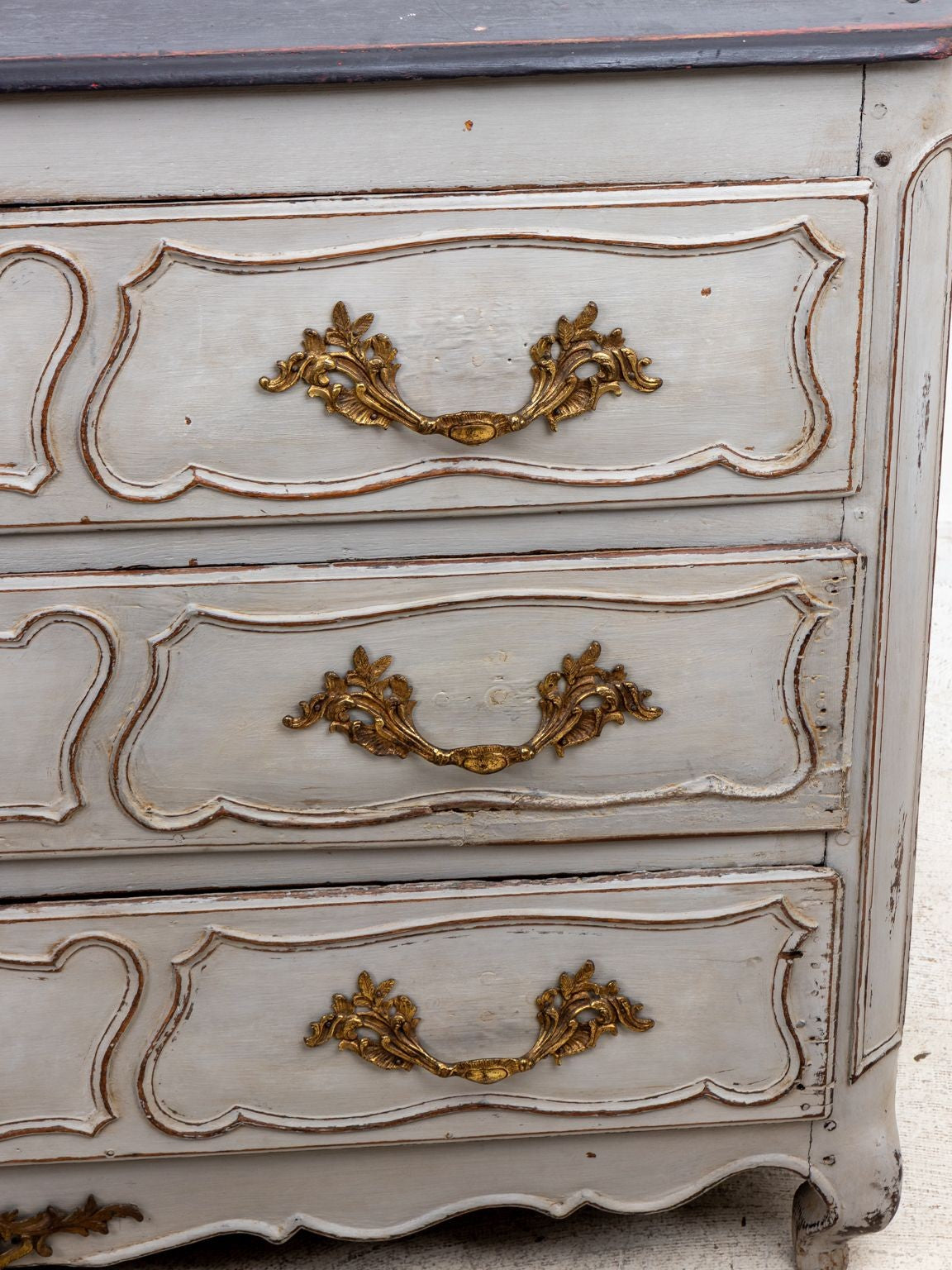 French Louis XIV Style Gray Painted Commode, Late 19th Century