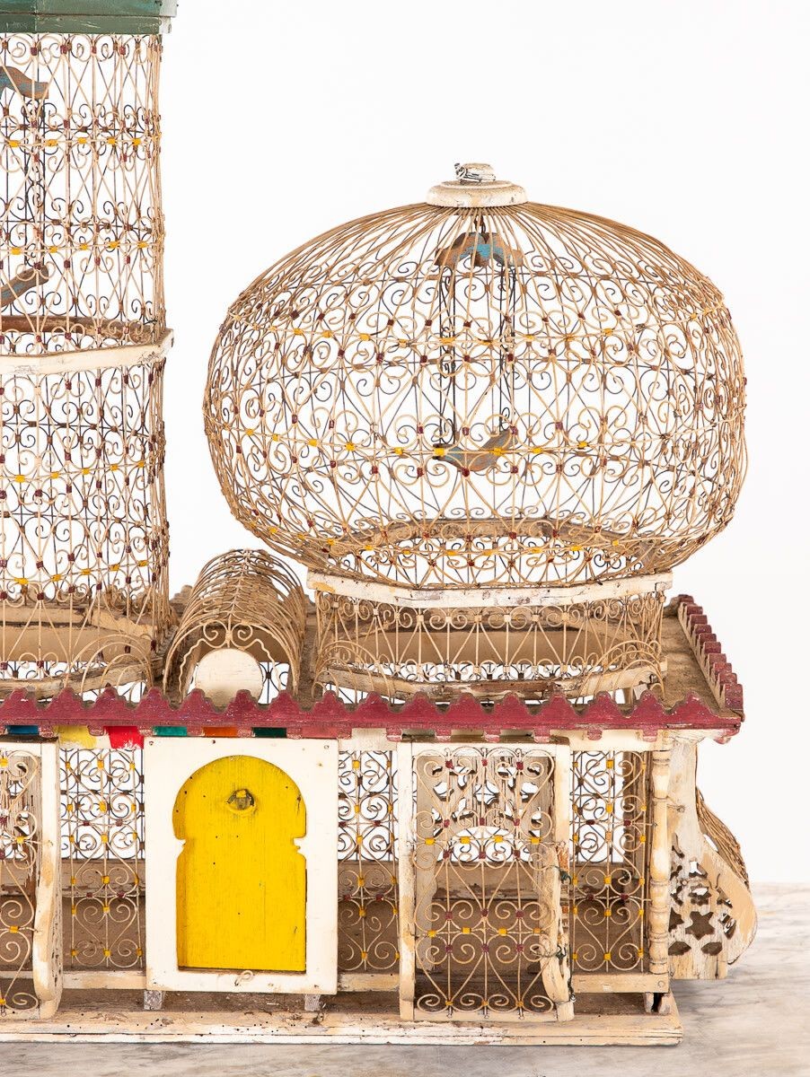 Polychrome Wire Birdcage, French 20th-Century