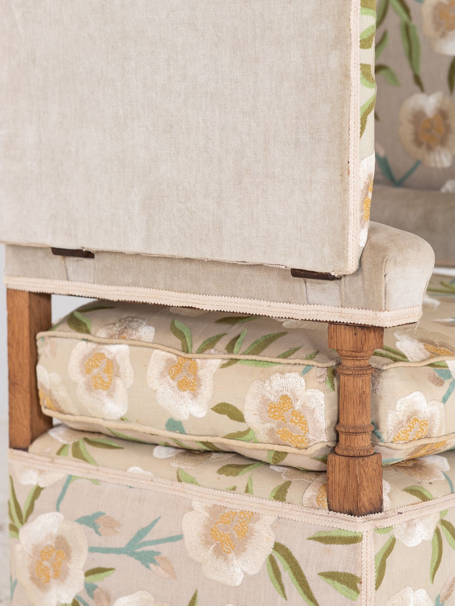Upholstered Knowle Style Armchair, England Early 20th C.