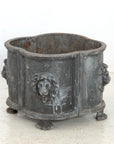Antique English Lead Quatrefoil Planter with Lion Heads and Paws, 1850s