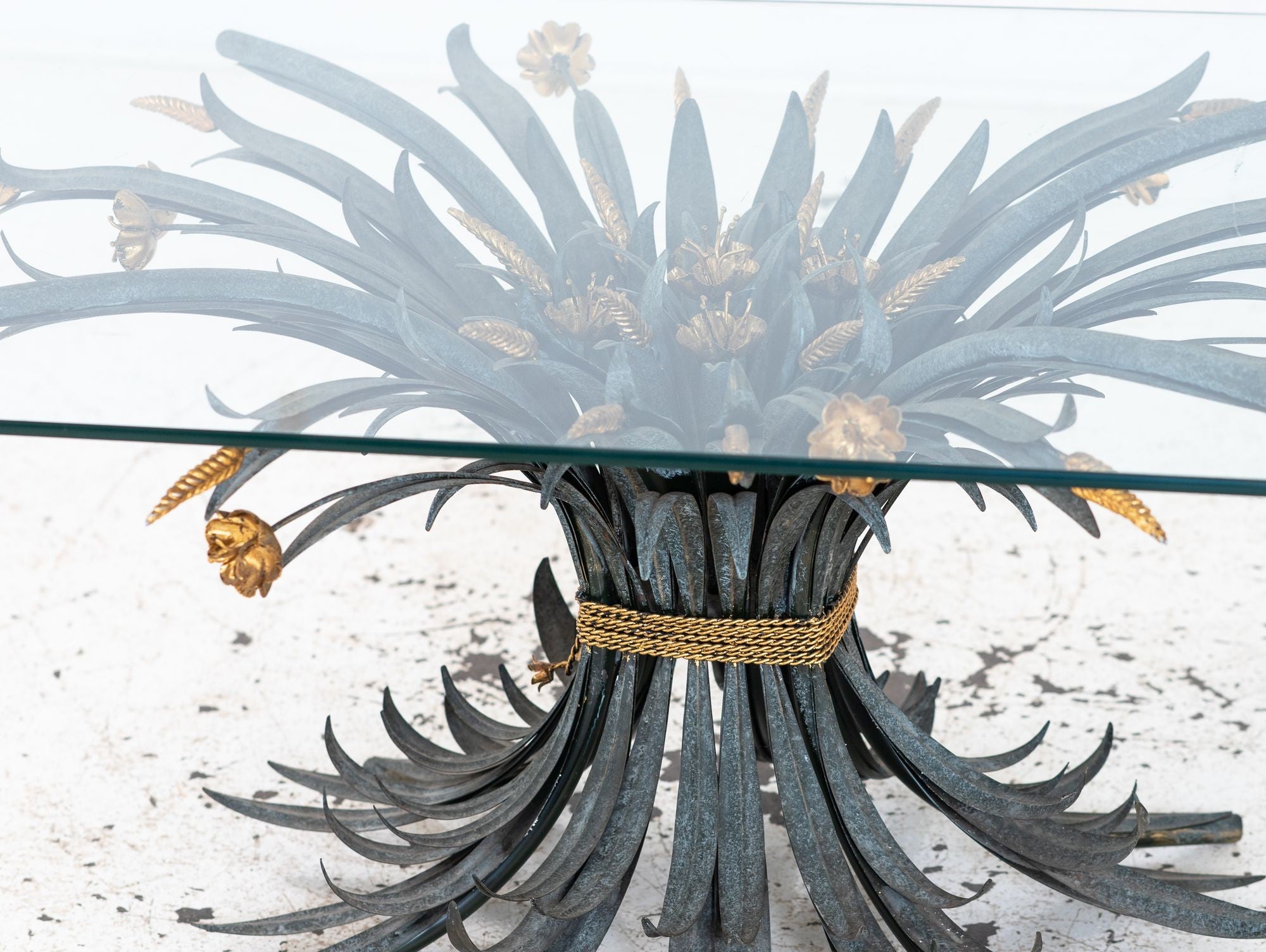 Hollywood Regency Gilt Metal Sheaf of Wheat Coffee Table, France Mid 20th C.