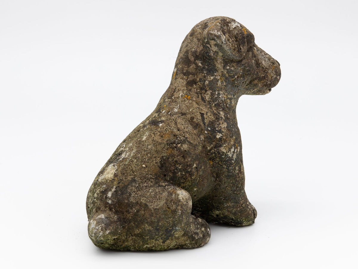Reconsitituted Stone Puppy or Dog Garden Ornament, England Mid 20th C.