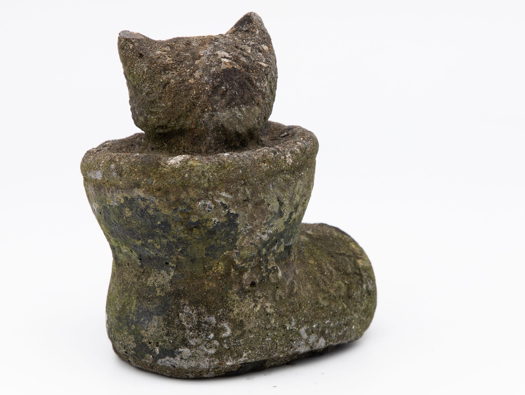 Composite Stone Kitten in Boot Garden Ornament, English 20th Century