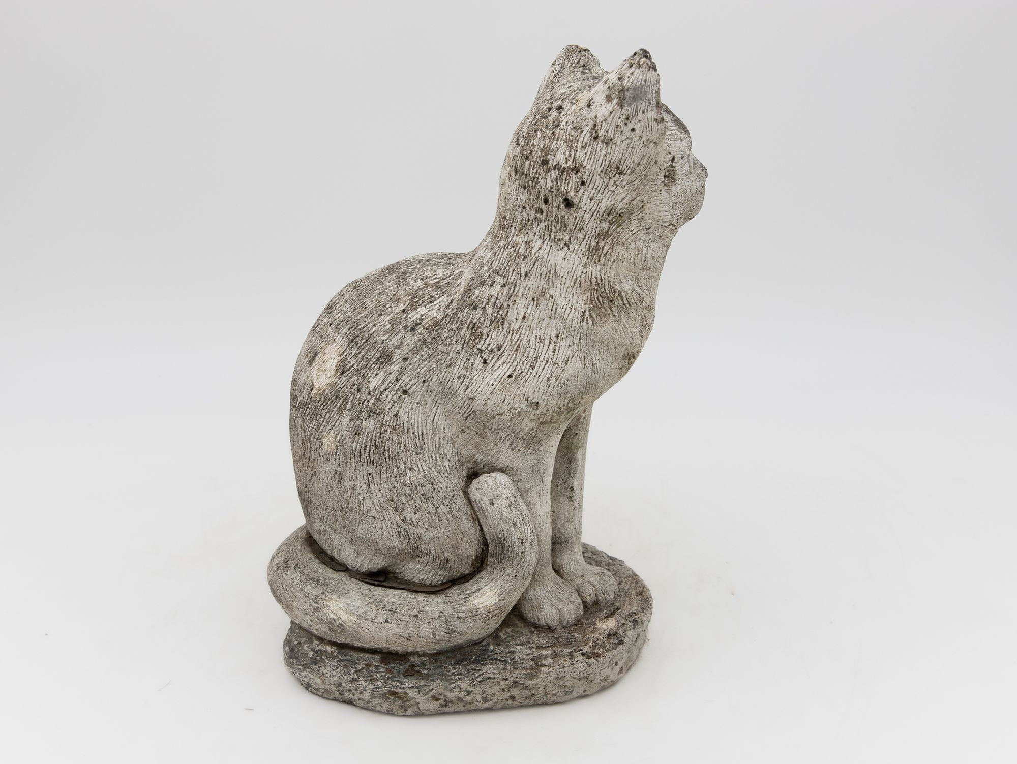 Vintage Reconstituted Stone Cat Garden Statue, English 1970s