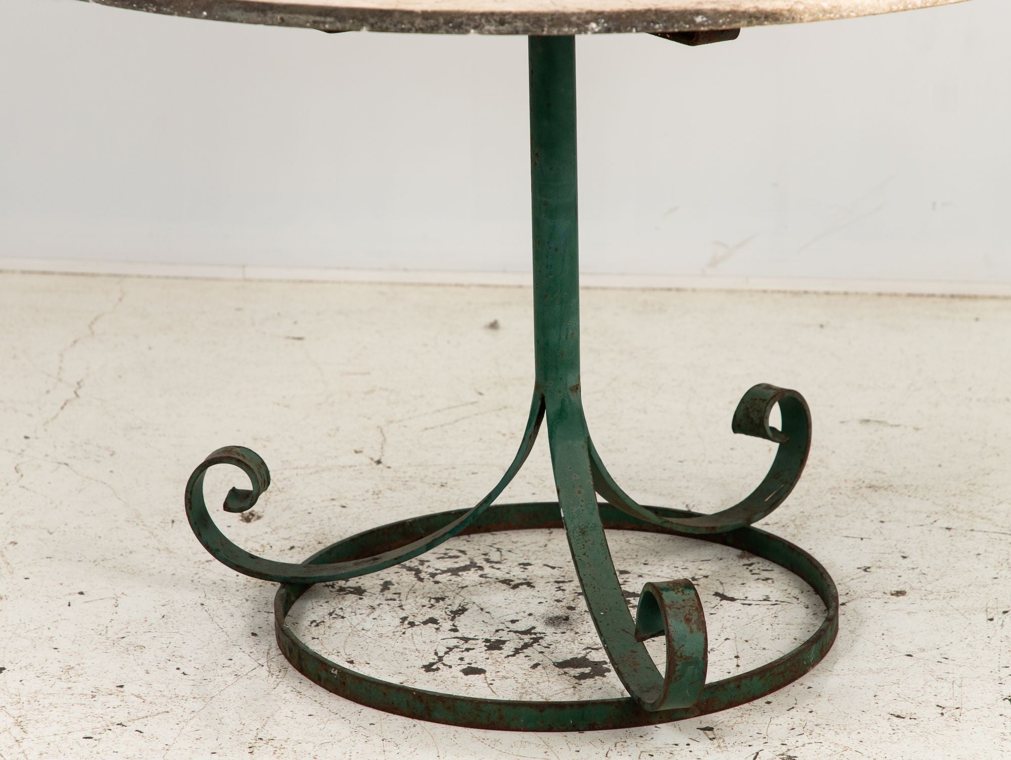 Marble Topped Garden or Pub Table with Green Iron Base, French 20th c.
