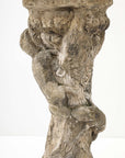 Composite Stone Faux Bois Birdbath with Squirrels Garden Ornament, English 20th C.