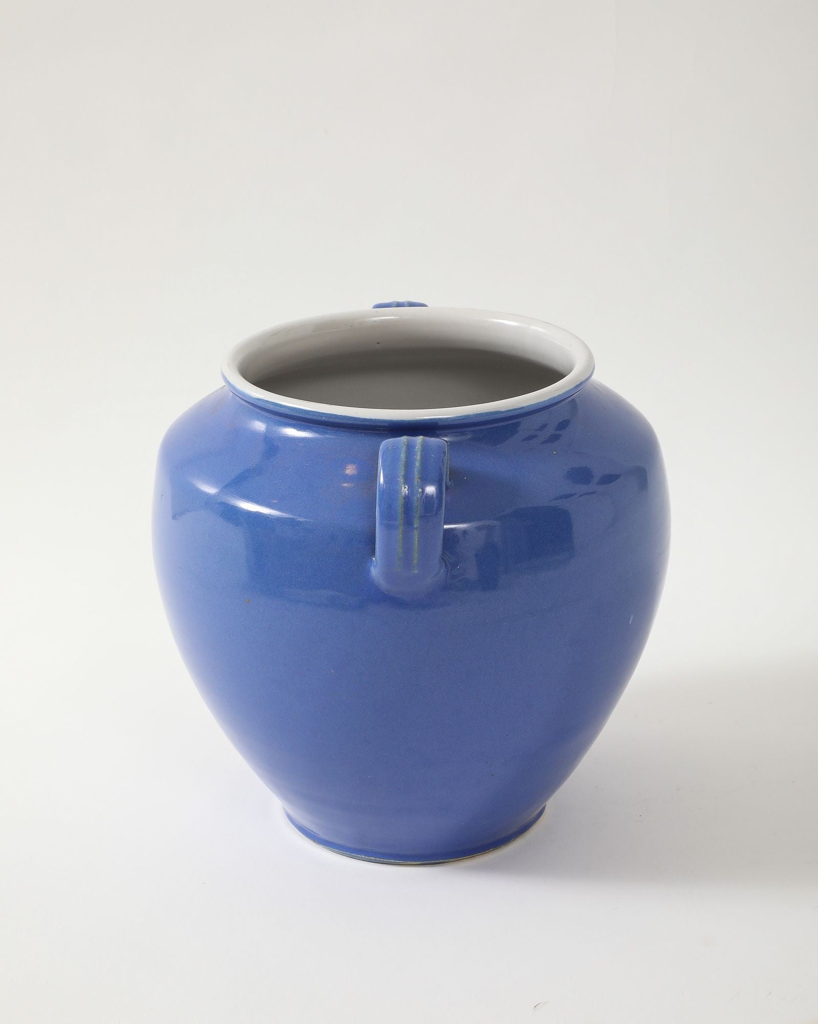 Blue Pottery Urn with Handles, France mid 20th C.