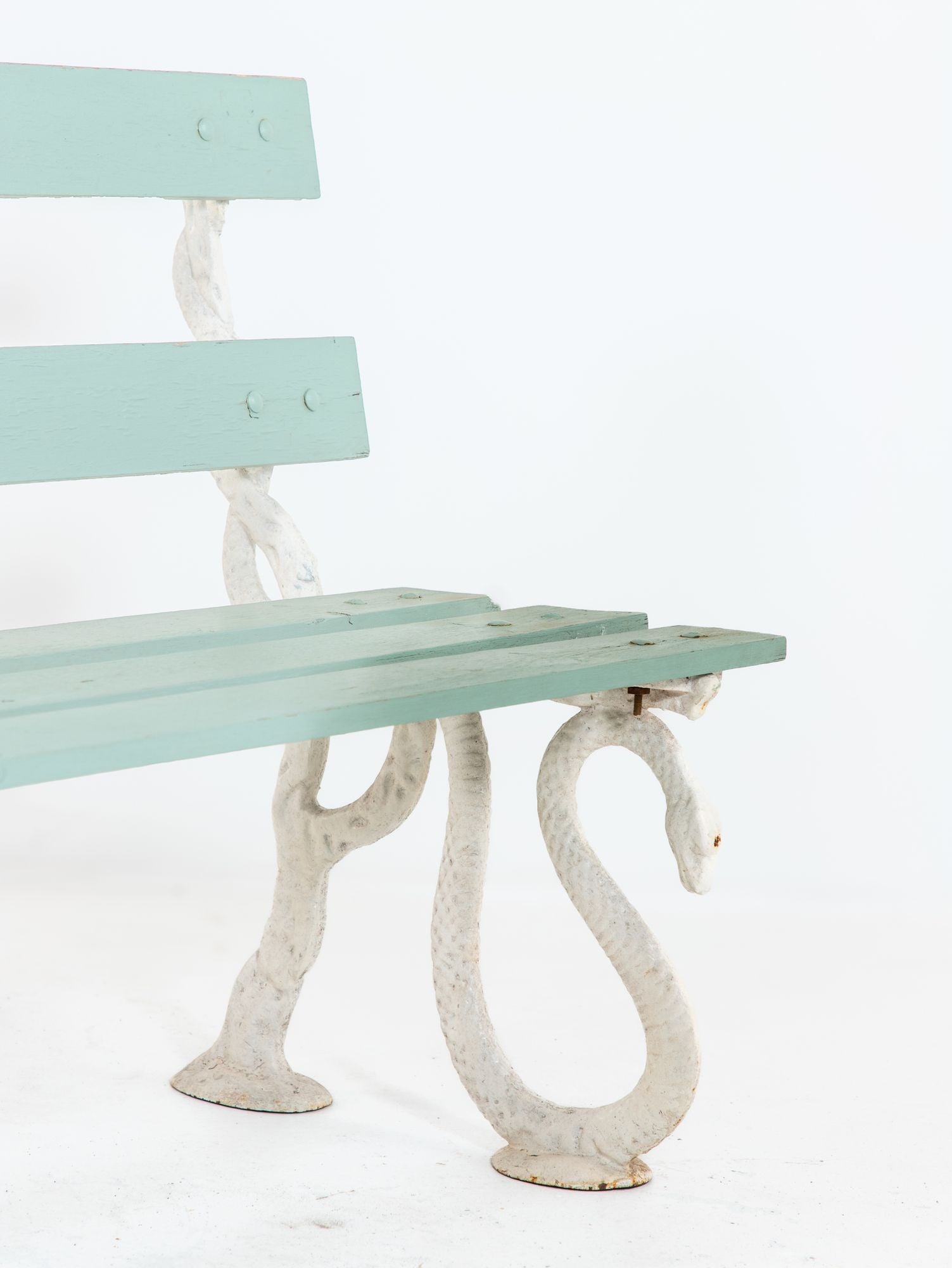 Iron Serpent and Twig Garden Bench, English Mid 20th C.