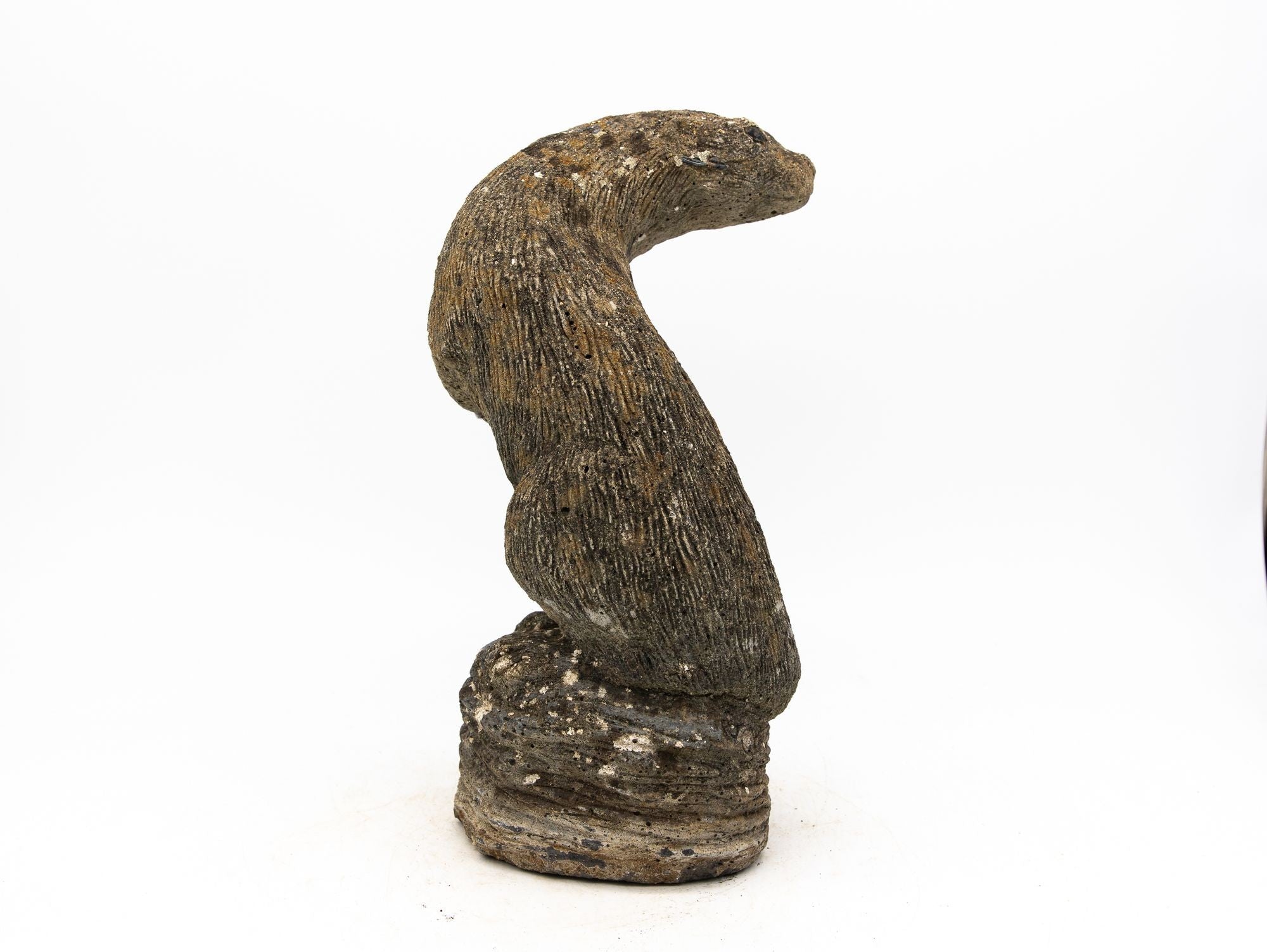 Reconstituted Stone Standing Otter Garden Ornament, French Mid 20th C.