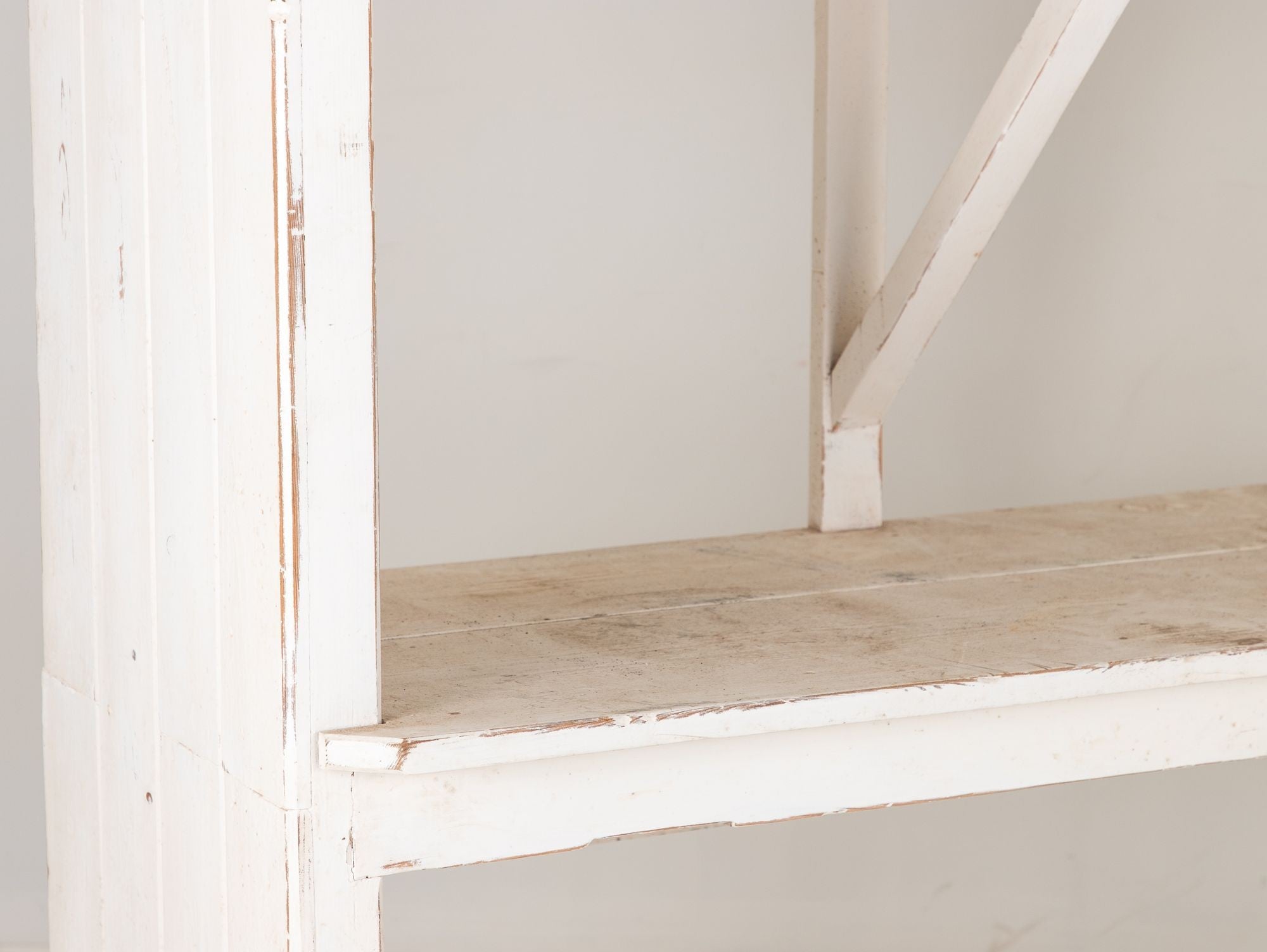 Large White Painted Wood Florist&#39;s Shelf, English mid 20th C.