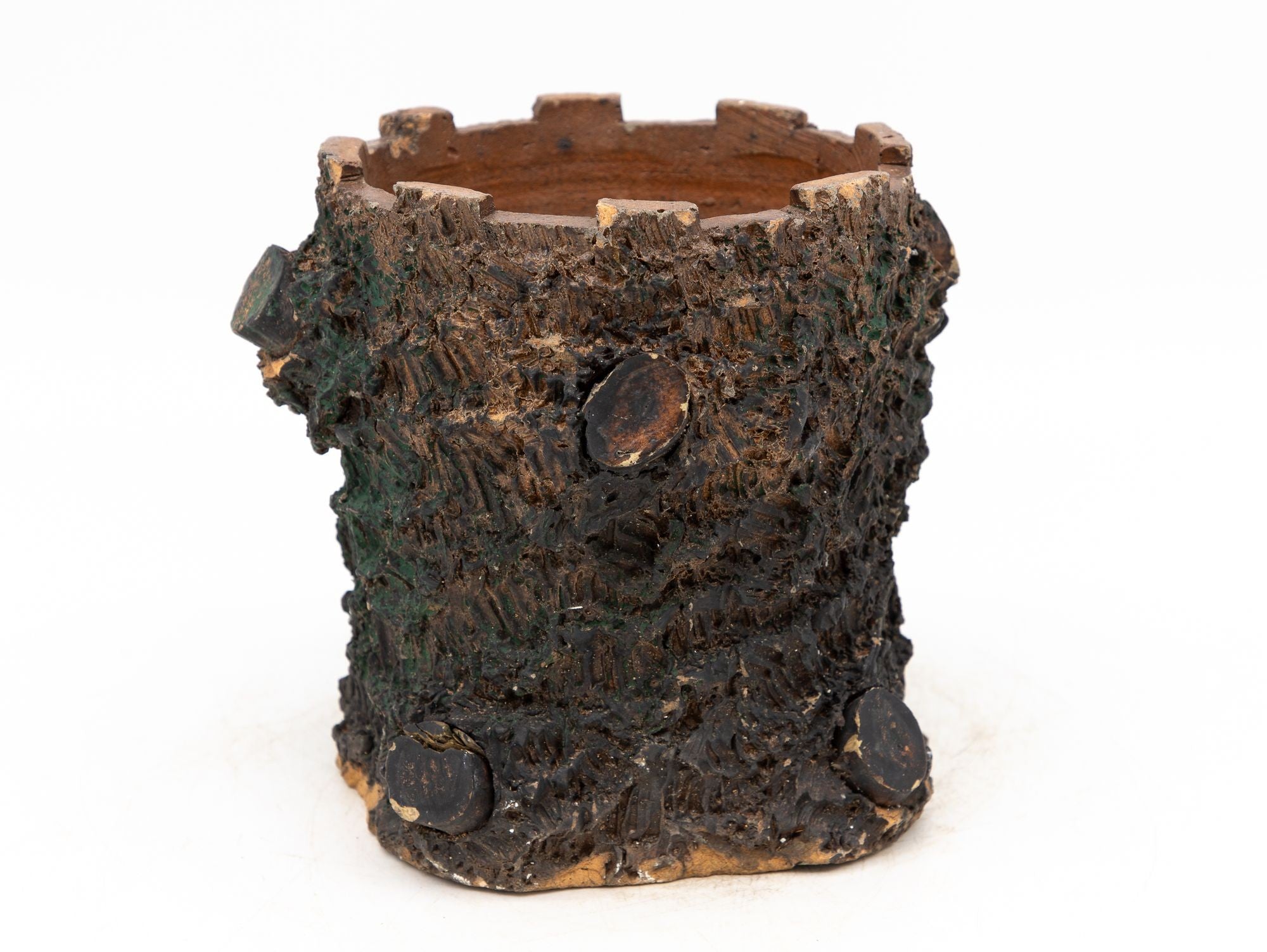 Terracotta English Faux Bois Planter, Early 20th Century
