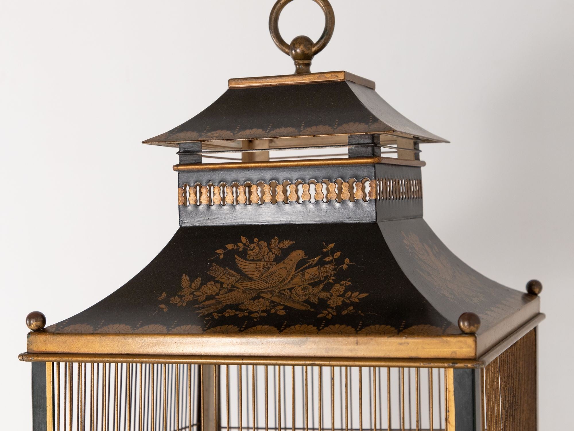 Regency Style Tole Birdcage on Stand, USA 20th Century