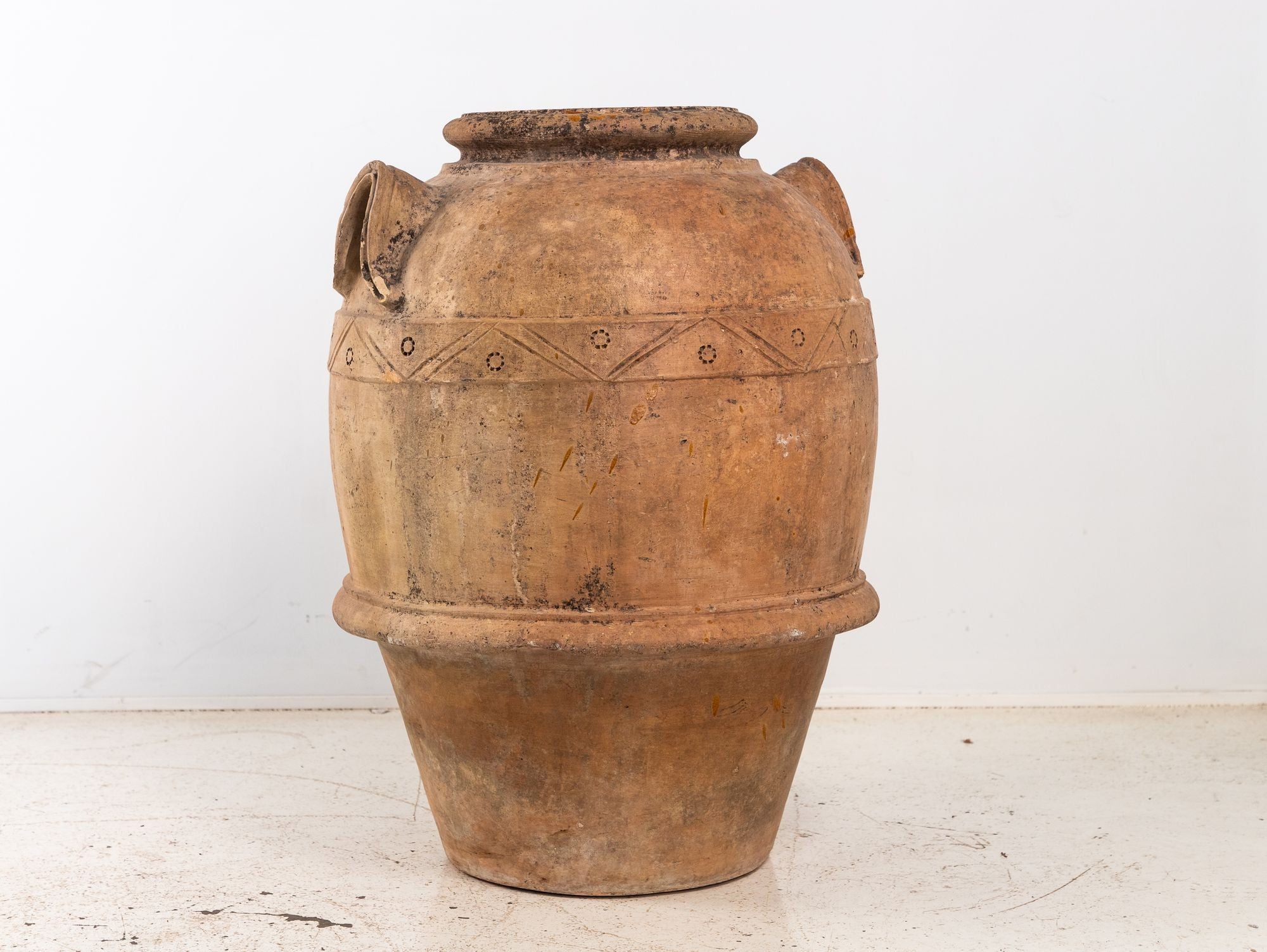 Large Mediterranean Terracotta Olive Jar with Two Handles, Mid-20th Century