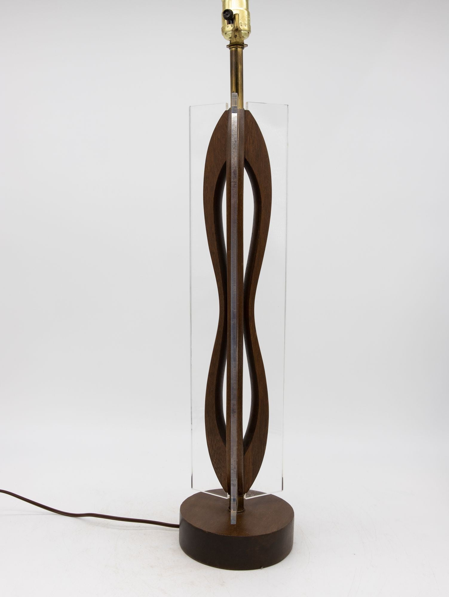 MId Century Modern Wood and Lucite Table Lamp, American Mid 20th C.