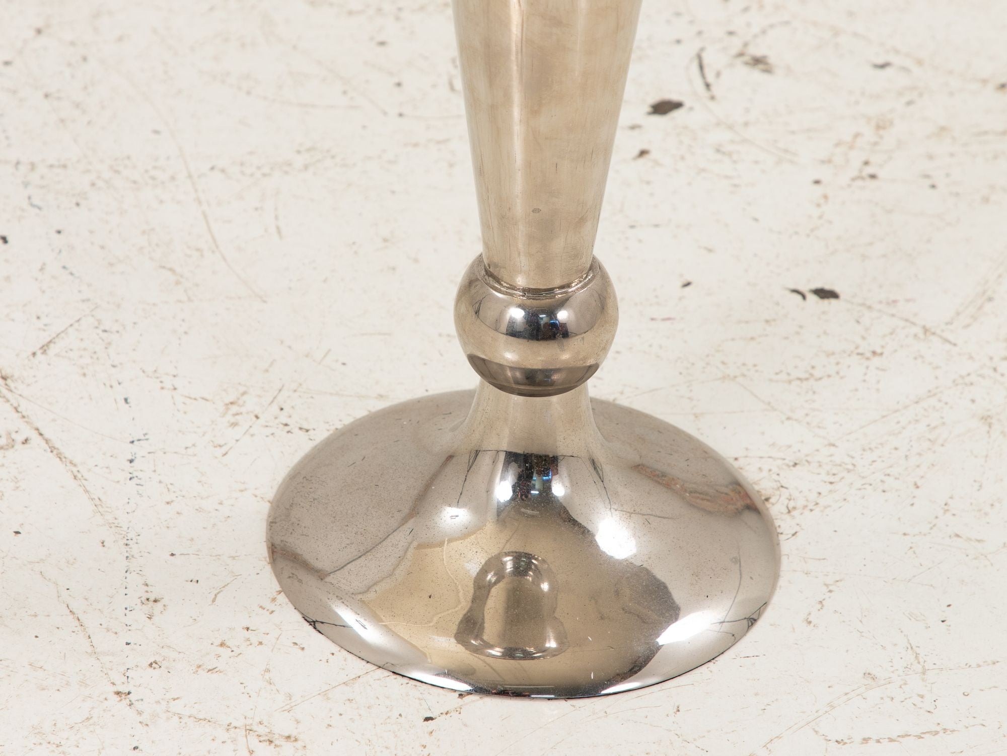 Silver Plate Footed Vase with Scalloped Lip, 2010s India