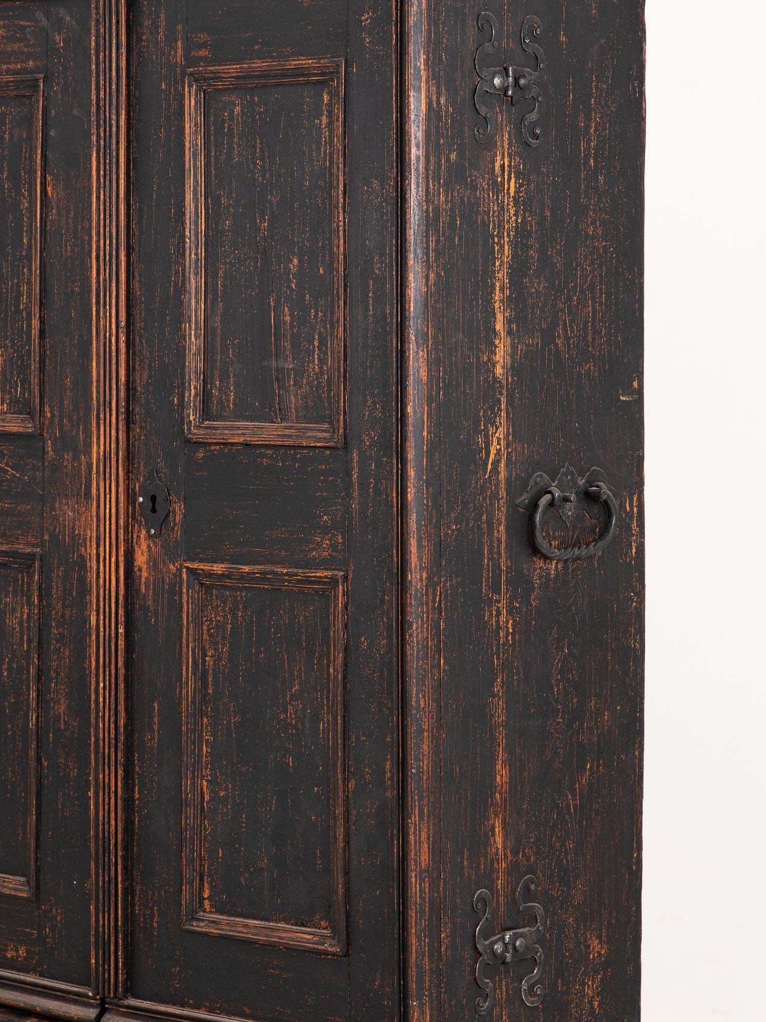 Black Swedish Cupboard or Kitchen Cabinet, Sweden Late 18th C.