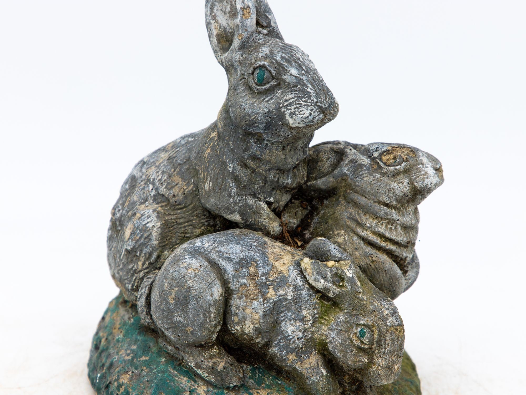 Reconstituted Stone Rabbit and Bunnies Family Garden Ornament, French 20th Century