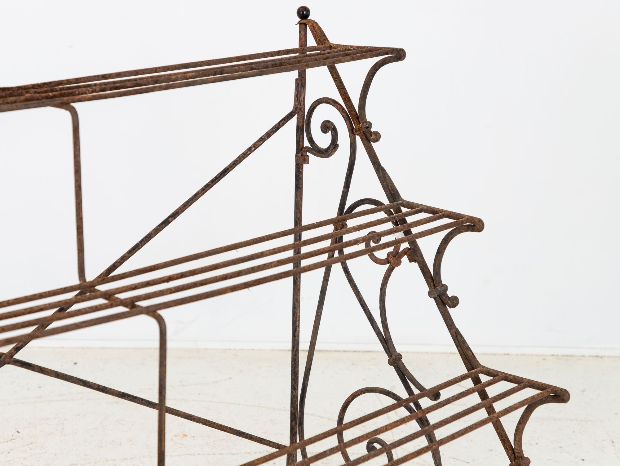 Scrollwork Four Tier Iron Plant Stand or Etagere, England Mid 20th Century