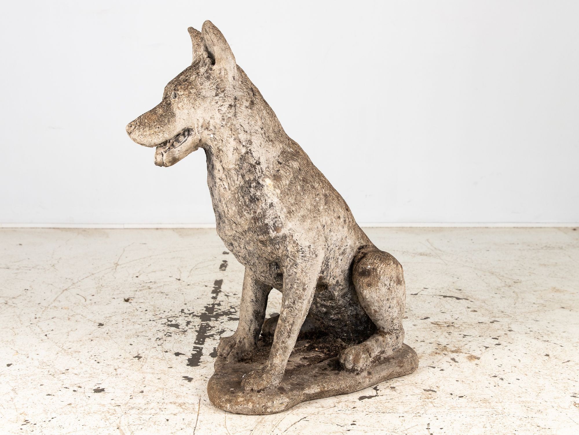 Large Concrete Shepherd Dog Garden Ornament, English mid 20th Century