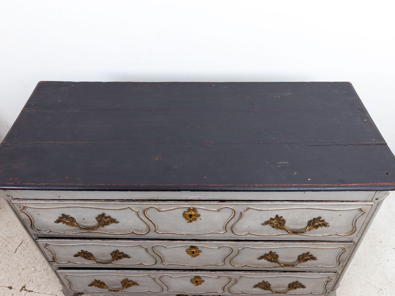 French Louis XIV Style Gray Painted Commode, Late 19th Century