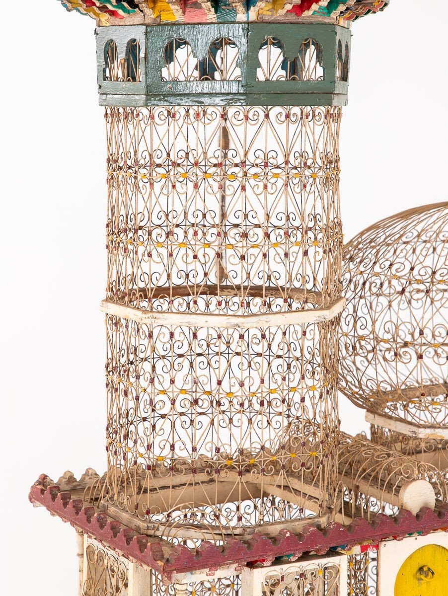 Polychrome Wire Birdcage, French 20th-Century