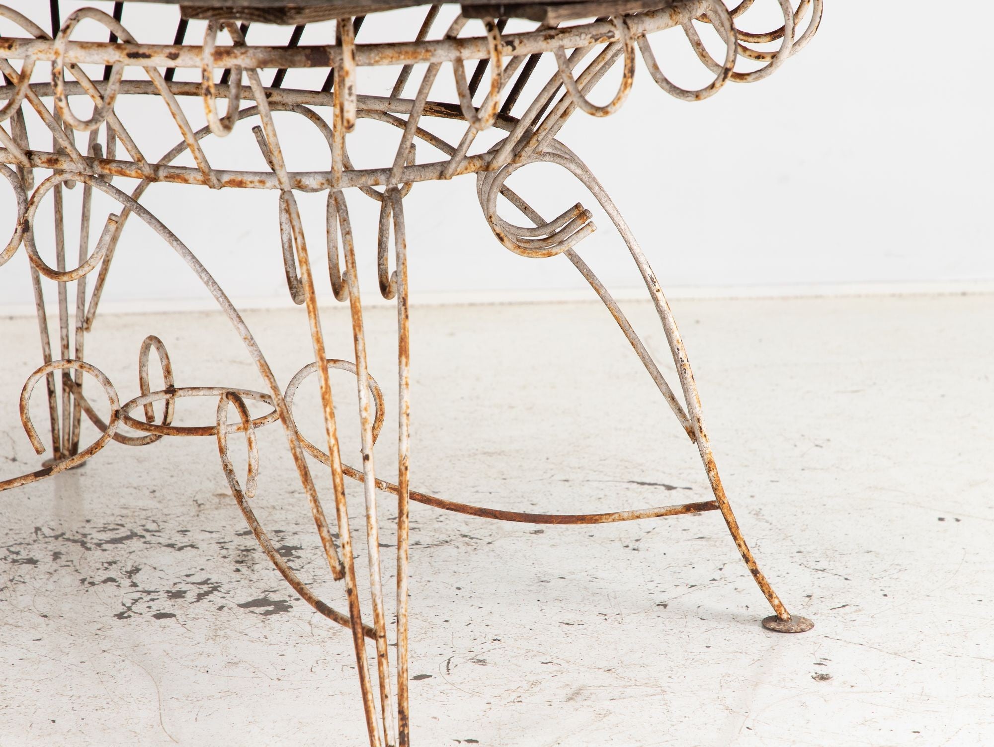 White Iron and Wood Topped Garden Dining Table, France 1930s