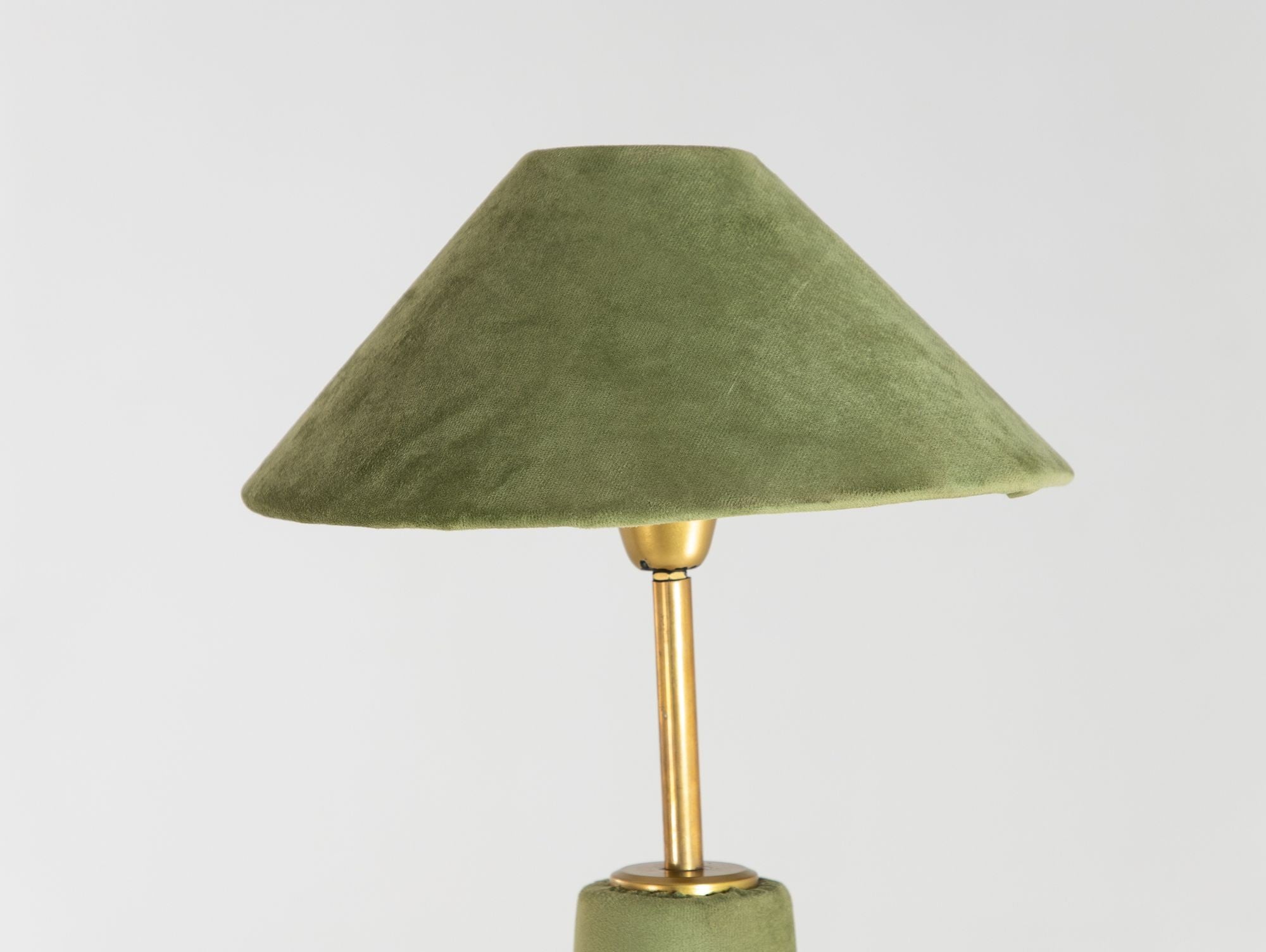 Pair of Moss Green Velvet Floor Lamps, French Late 20th C.