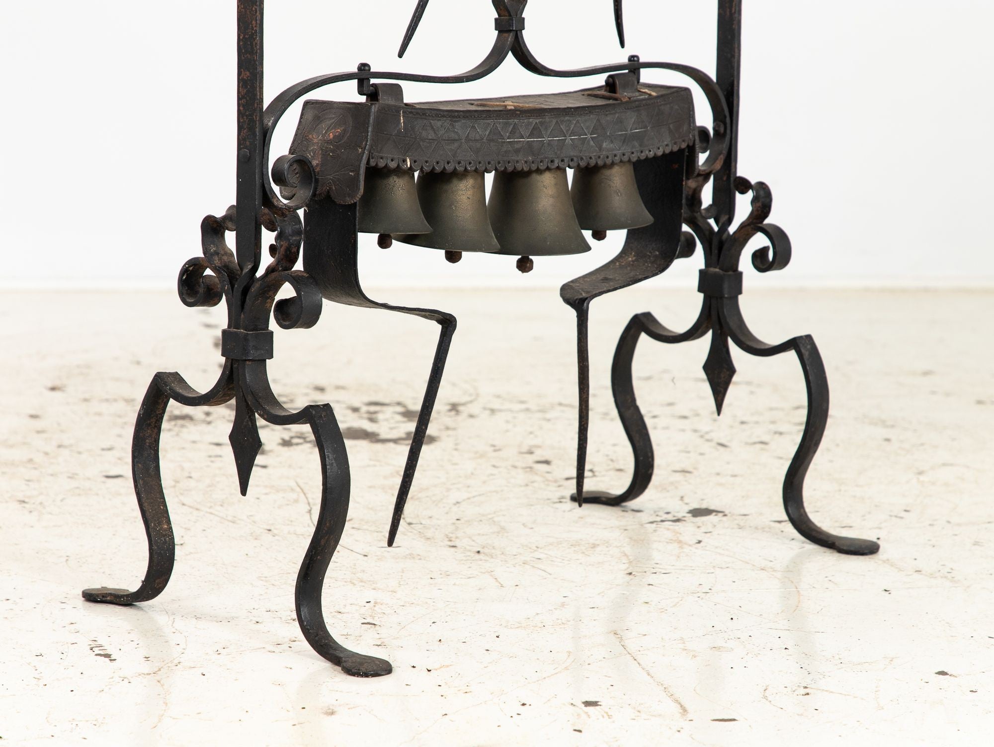Wrought Iron Latten Bell Stand, Three Tier, English Late 19th C.