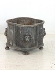 Antique English Lead Quatrefoil Planter with Lion Heads and Paws, 1850s