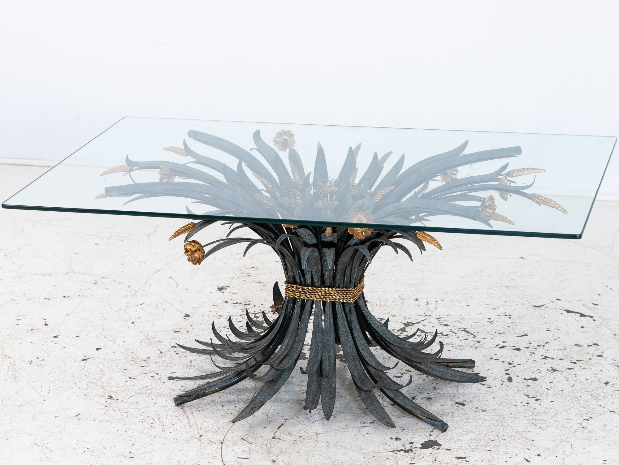 Hollywood Regency Gilt Metal Sheaf of Wheat Coffee Table, France Mid 20th C.