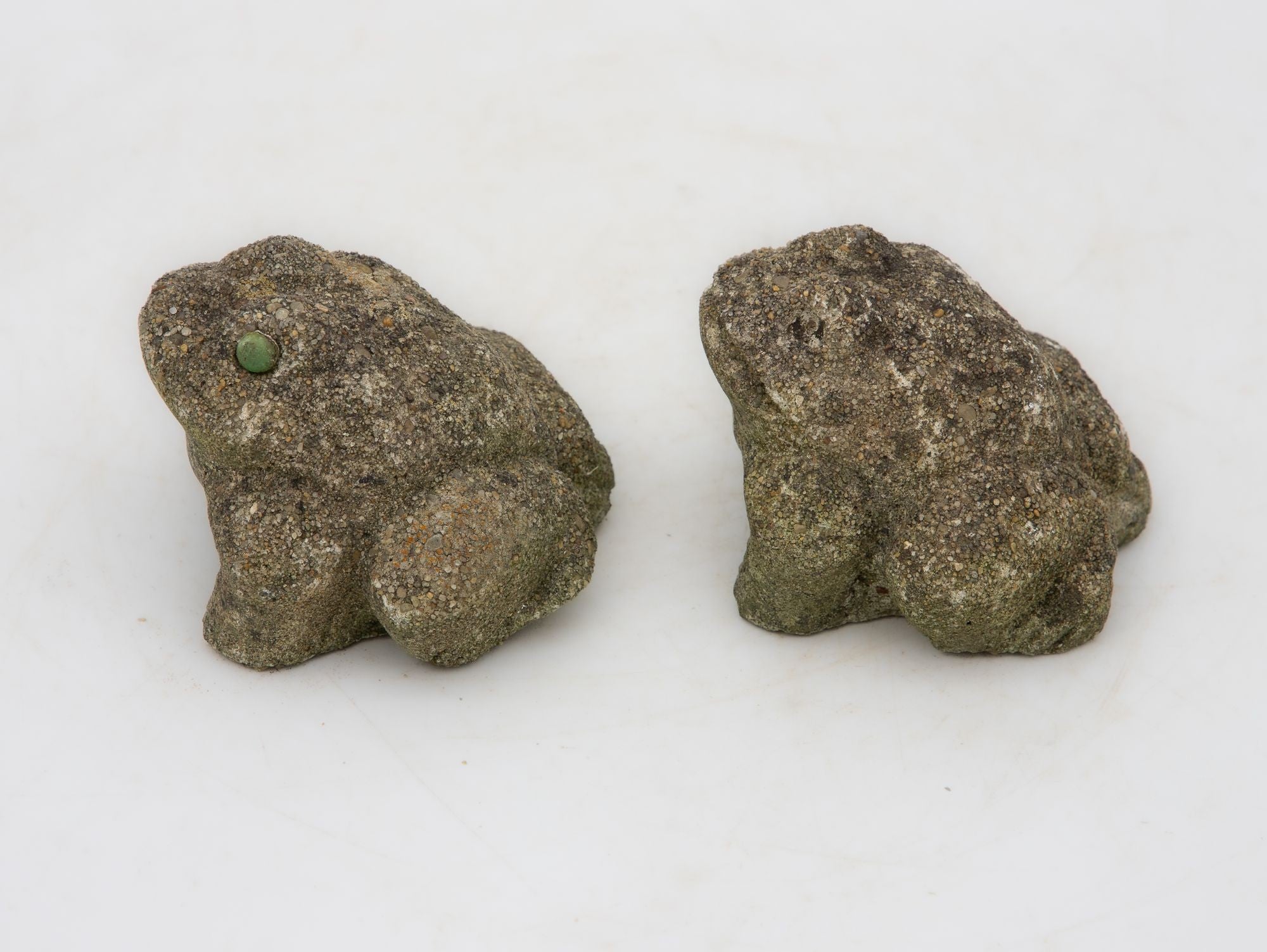 Pair of Reconstituted Stone Frog Garden Ornaments, England 1970s
