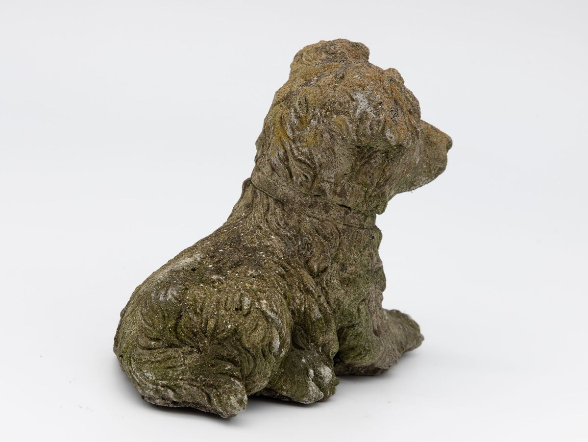 Vintage Reconstituted Stone Dog Terrier, English Mid 20th C.