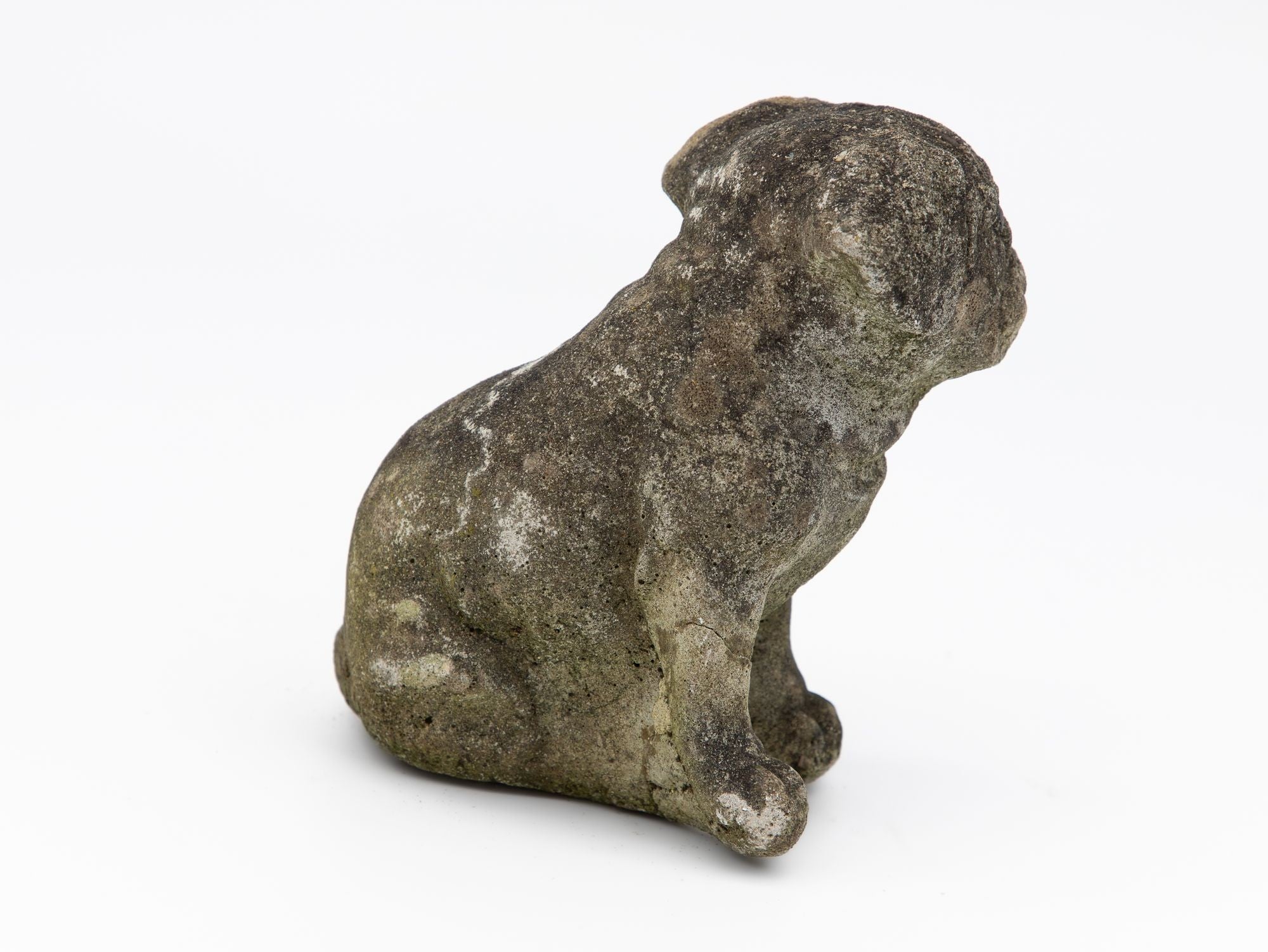 Vintage English Bulldog or Pug Dog Stone Garden Statue, English mid 20th C.