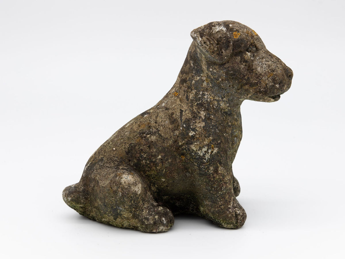 Reconsitituted Stone Puppy or Dog Garden Ornament, England Mid 20th C.
