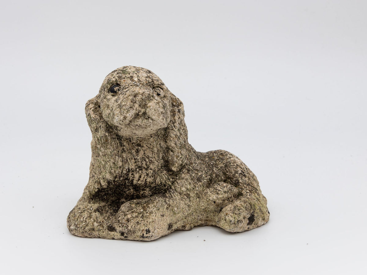 Vintage Reconstituted Stone Puppy or Dog Spaniel Garden Ornament, 20th Century