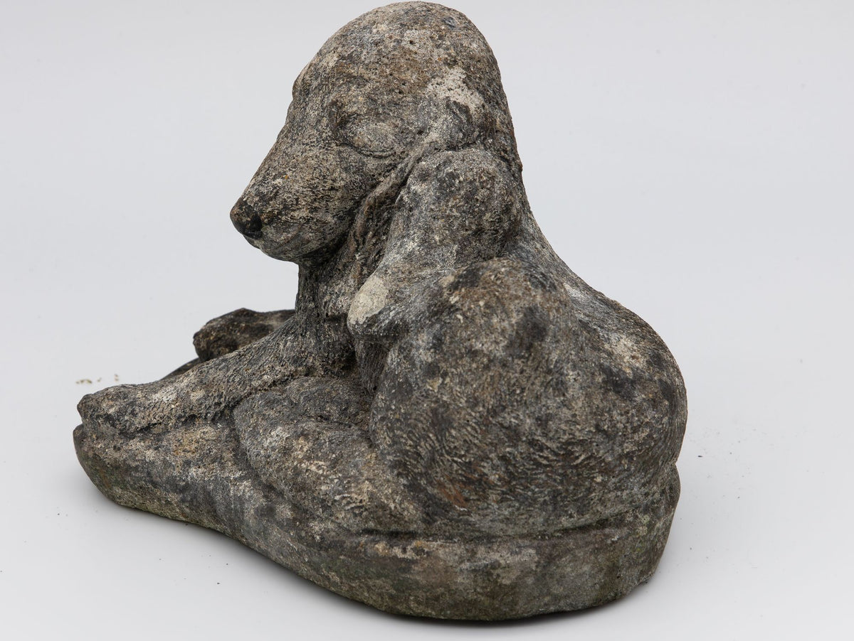 Reconstituted Stone Dog Spaniel Garden Ornament, England 20th Century