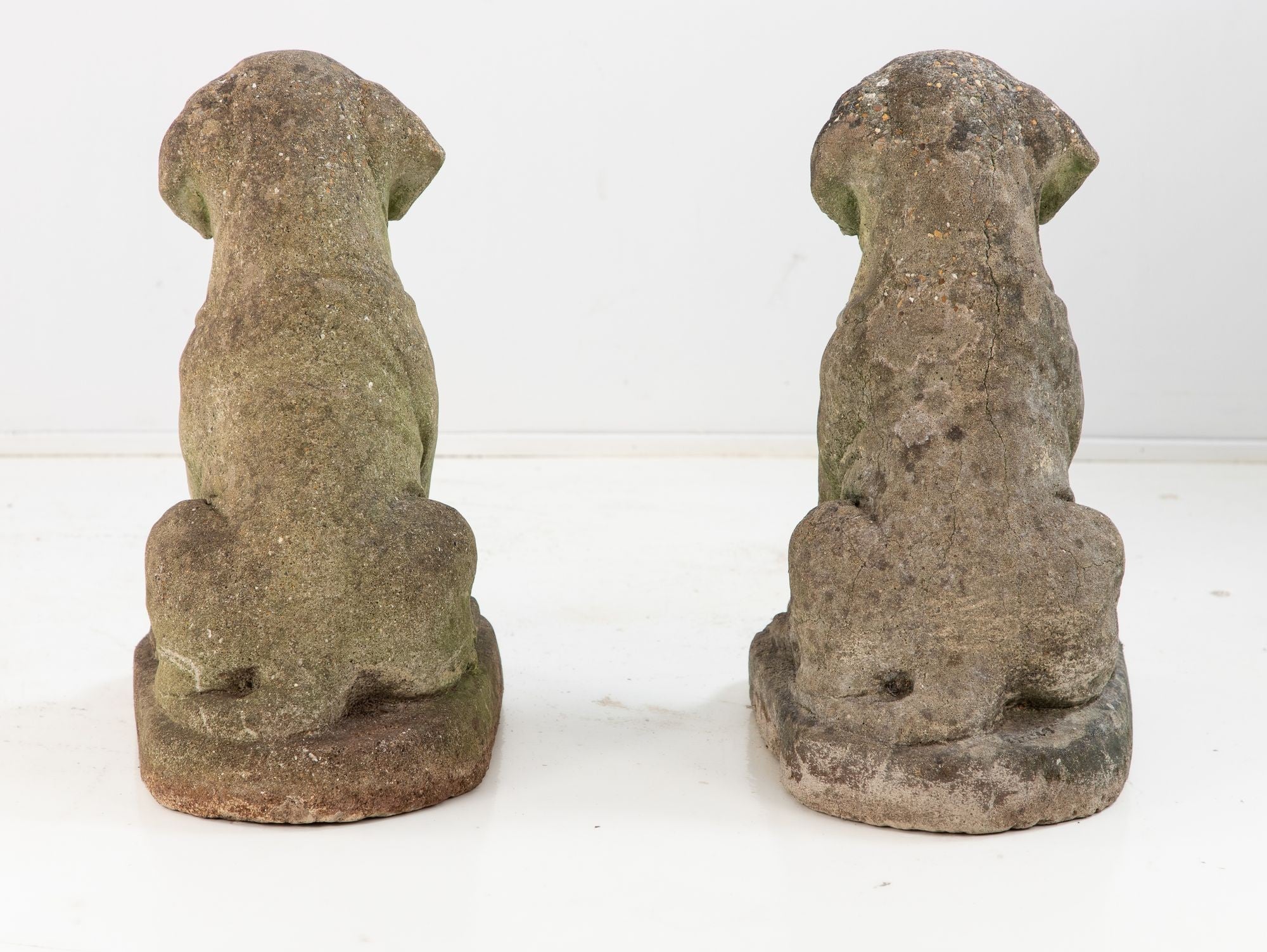 Pair of Composite Stone Boxer Dog Garden Statues, England 1960s