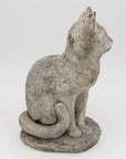 Vintage Composite Stone Cat Garden Statue, French 1970s