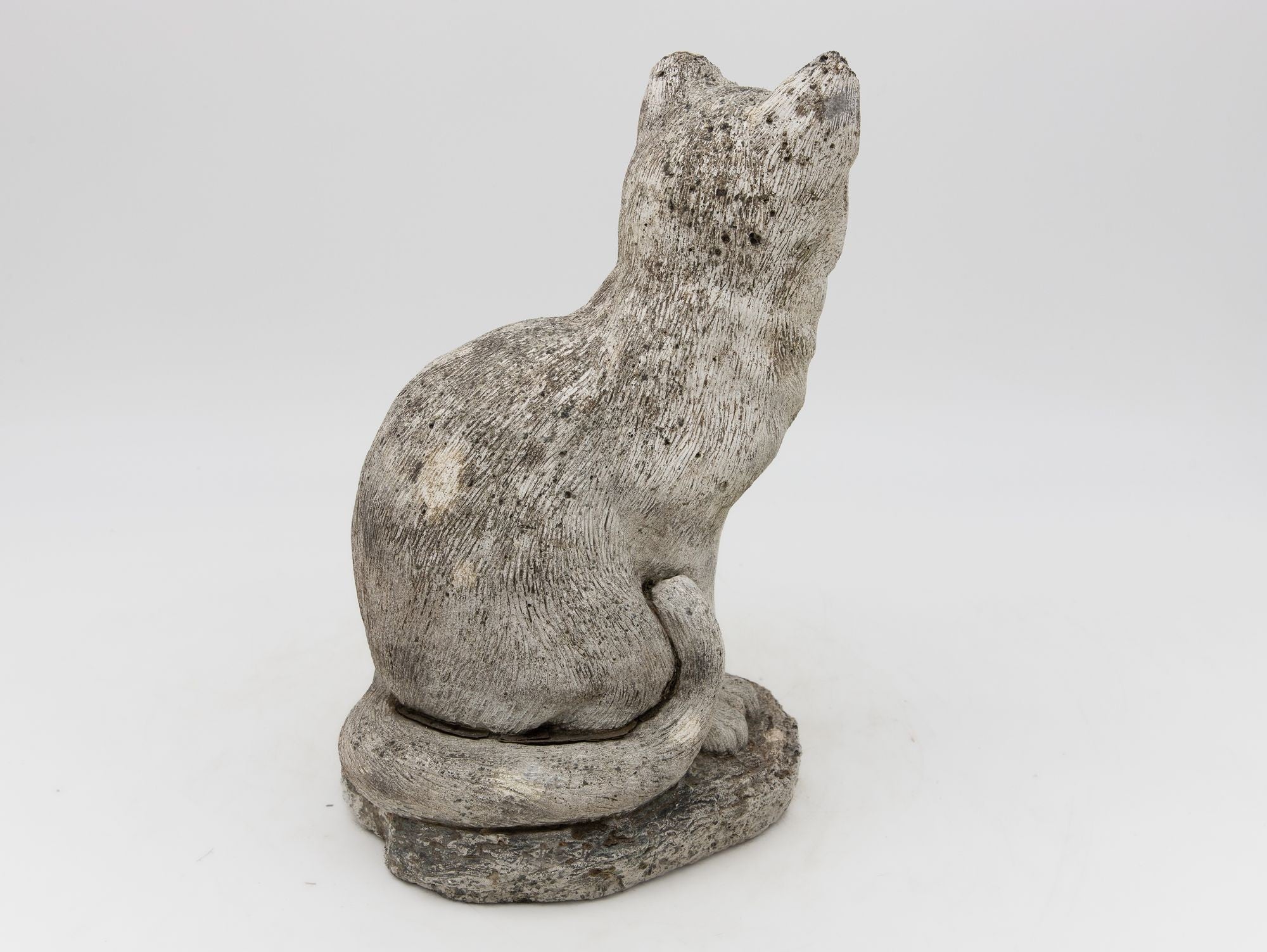 Vintage Reconstituted Stone Cat Garden Statue, English 1970s