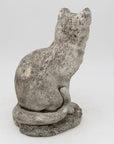 Vintage Reconstituted Stone Cat Garden Statue, English 1970s