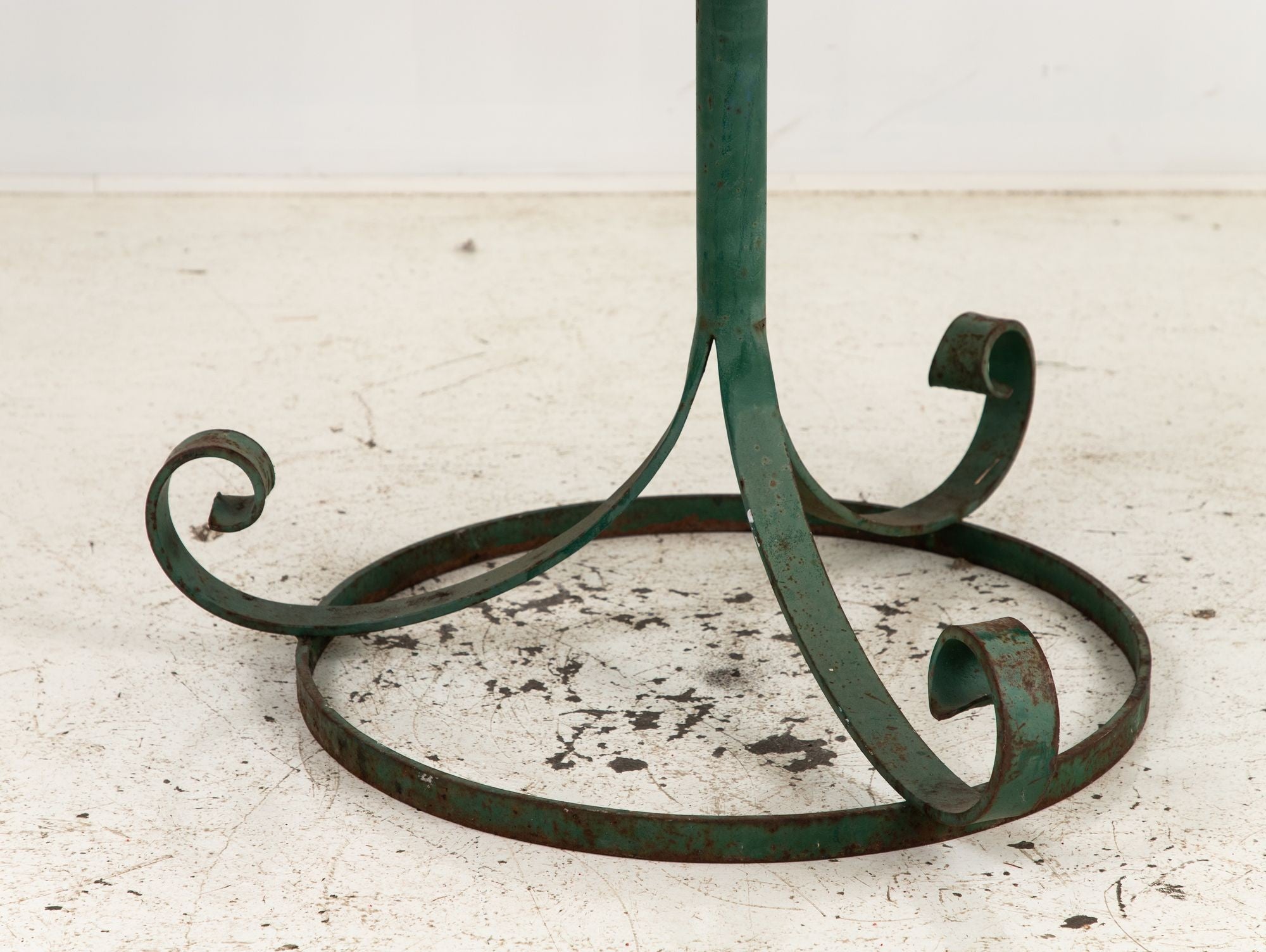 Marble Topped Garden or Pub Table with Green Iron Base, French 20th c.