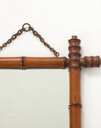 Small Faux Bamboo Carved Frame Mirror, England 1940s