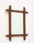 Small Faux Bamboo Carved Frame Mirror, England 1940s