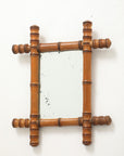 Small Faux Bamboo Carved Frame Mirror, England 1940s