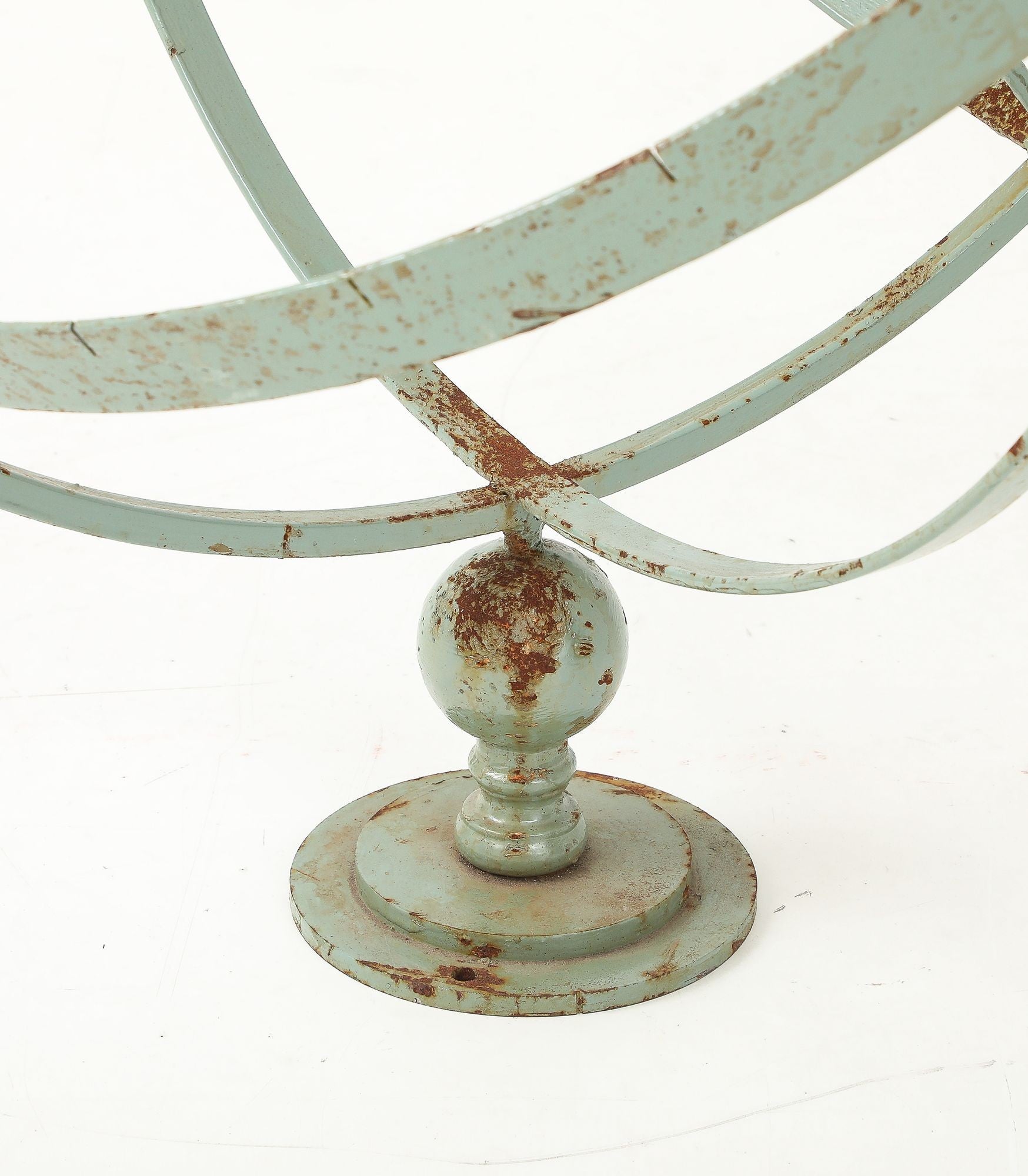 Celadon Painted English Mid-20th Century Iron Armillary