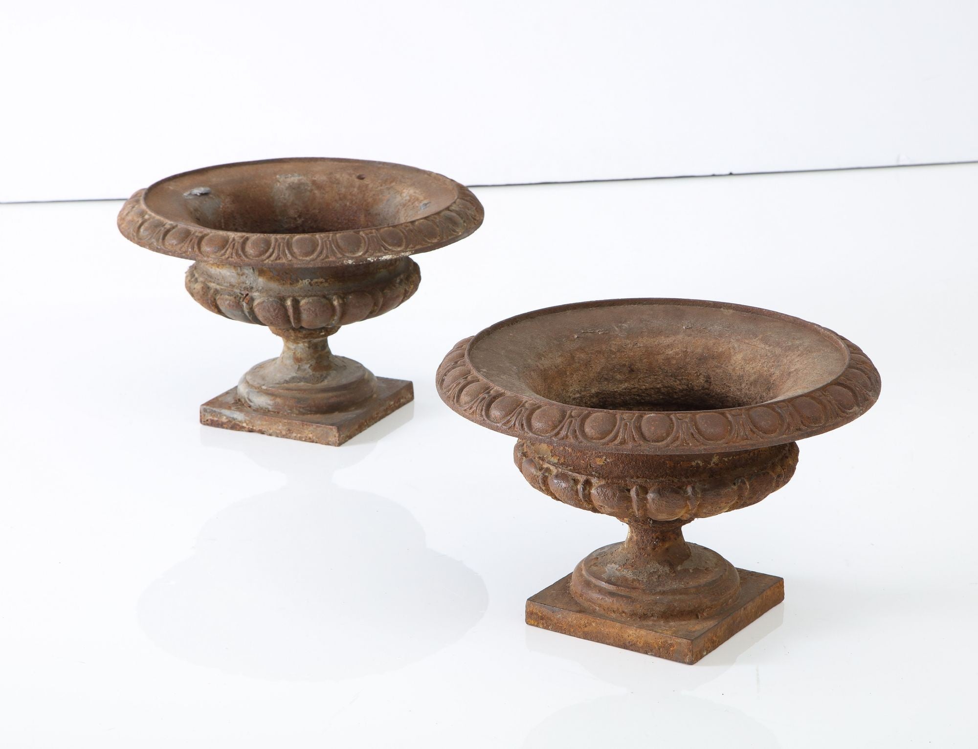 Pair Cast Iron Pie Crust Urns