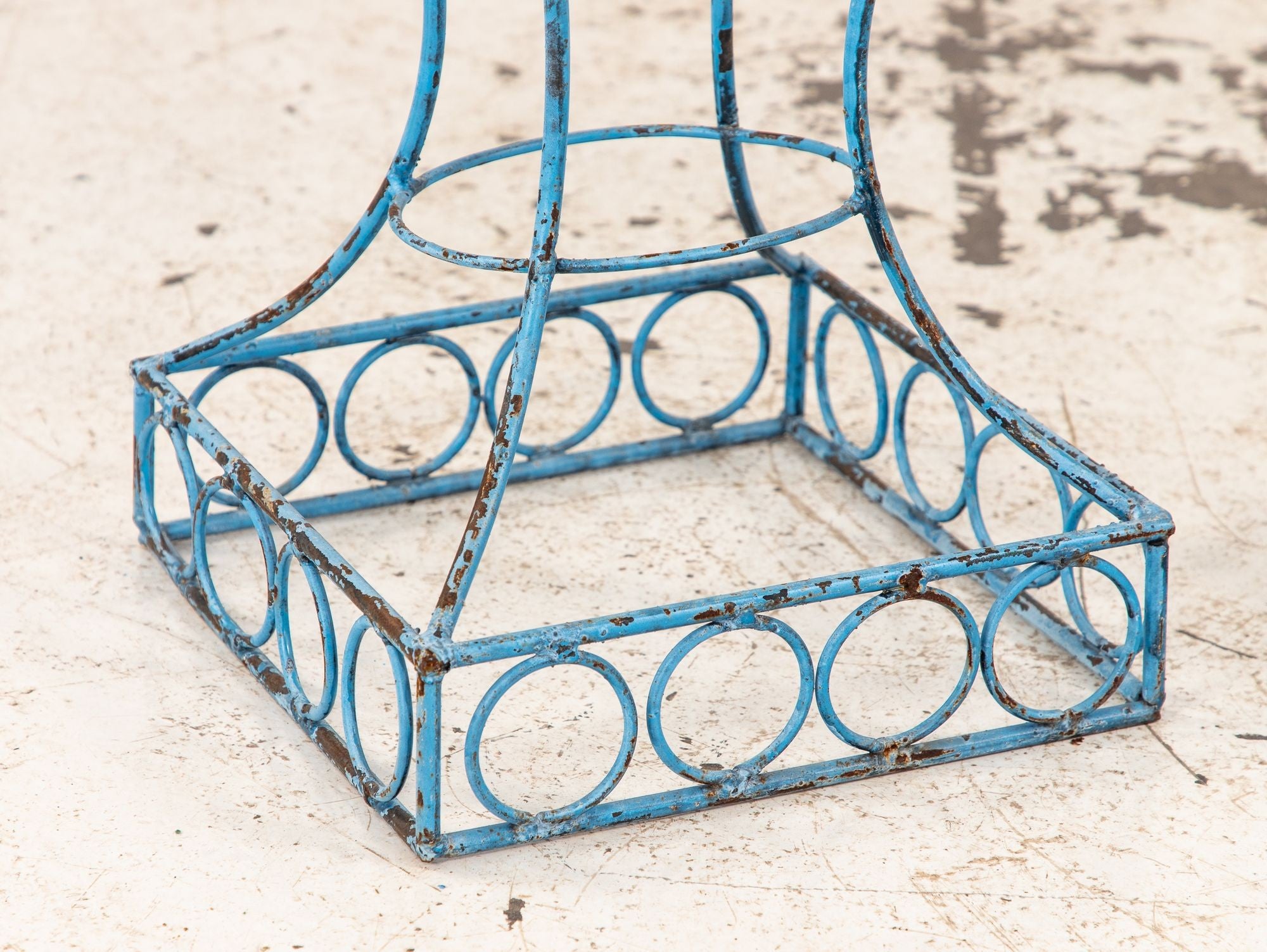Pair of Blue Painted Iron Pedestal and Basket Planters, 1960s France